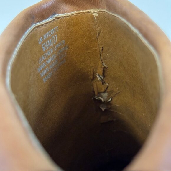 Lucky Brand "Nycott" Tan Leather Cuffed Heeled Ankle Boot, Size 6 1/2M/37 - Picture 14 of 14